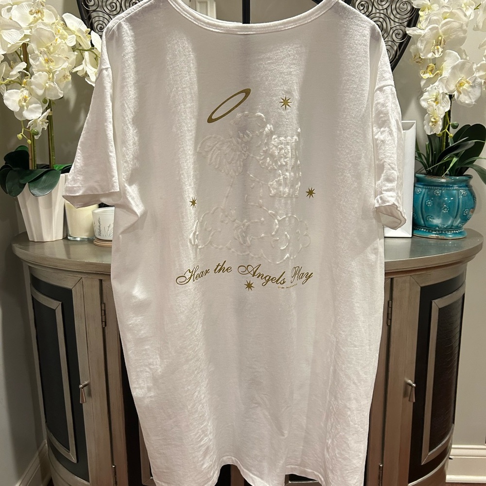 Vintage single stitch White Graphic Tee with Gold Angel Design unisex